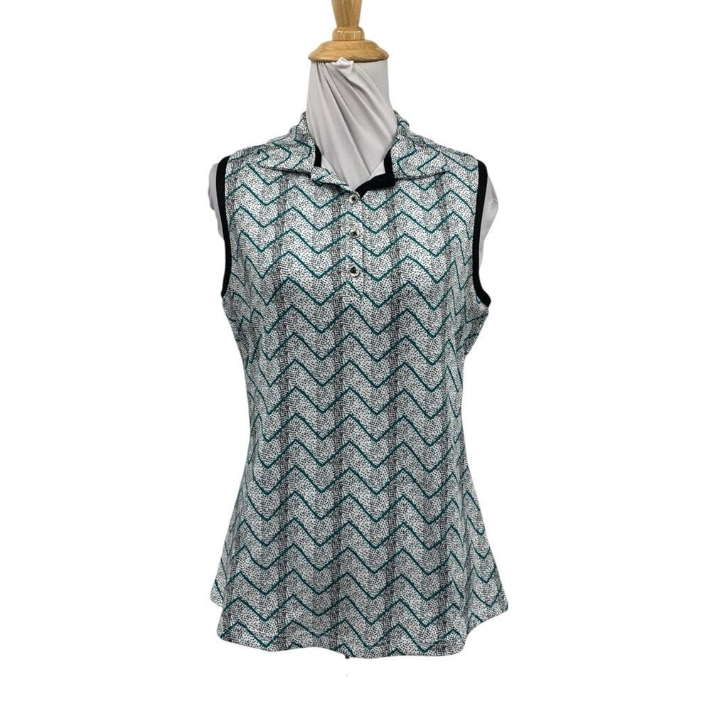 GGBlue Polo Shirt Womens S Small Multi Holly Prowl Sleeveless Luxe Sport Golf